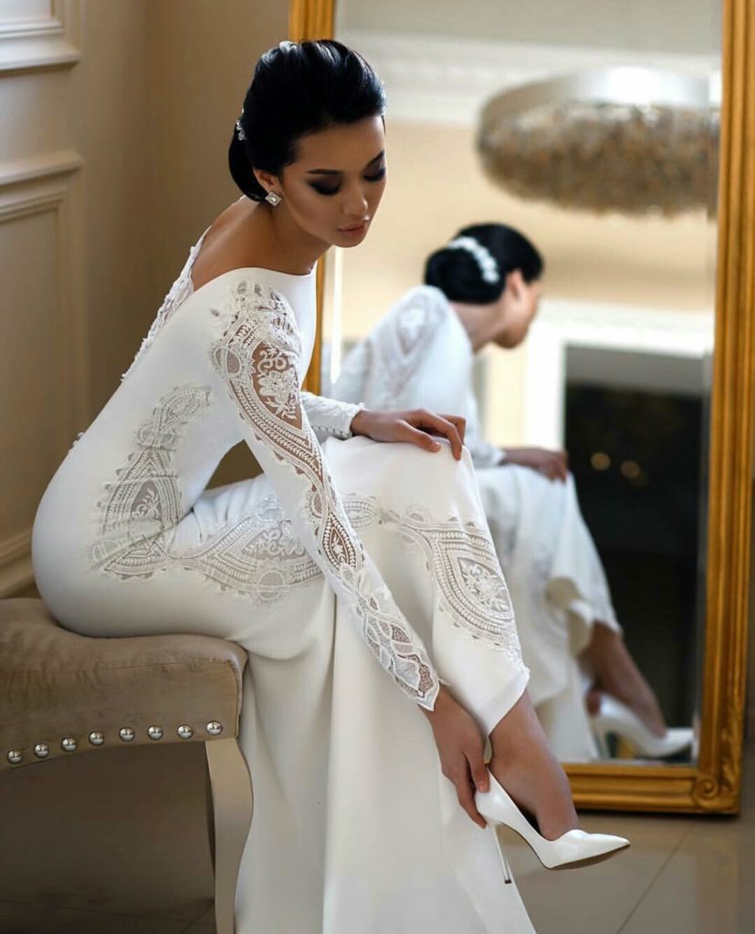 Lace Appliqued Boho Bridal Gown