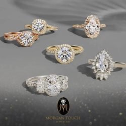 Gold wedding rings; from Morgan jewelry.